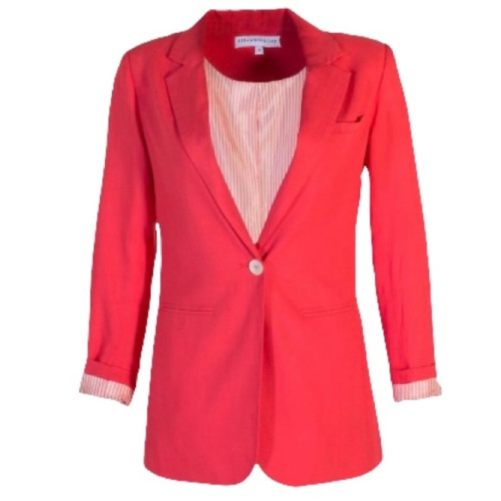 Ellsworth & Ivey linen blend long structured Blazer tailor fit single button XS